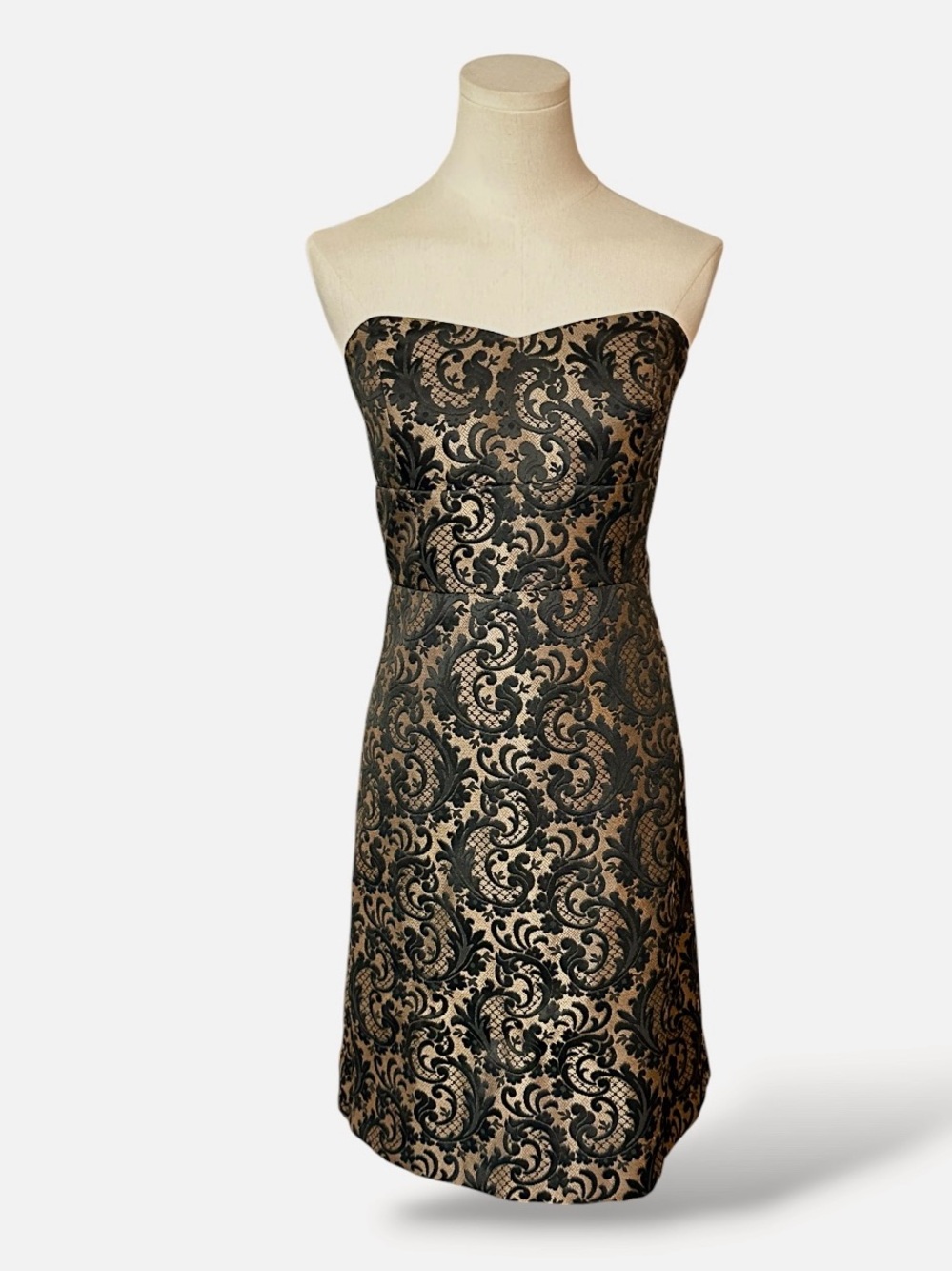 Ann Taylor LOFT strapless brocade cocktail dress Lace Overlay Cocktail Sz 8